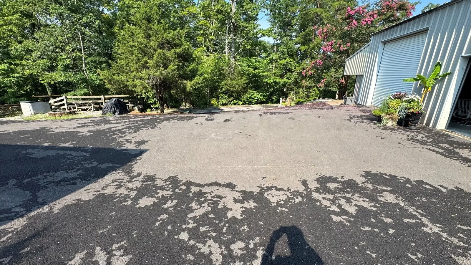 Large driveway before sealcoating